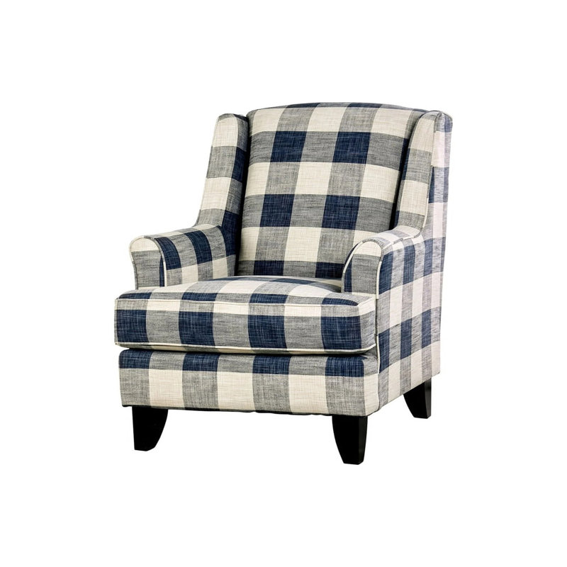 32.4" W Transitional Chair, Checkered