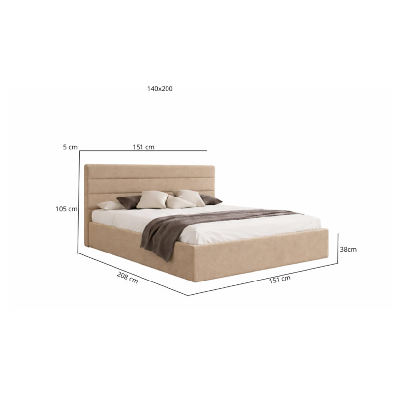 Seto 3 Upholstered Bed Frame With Container, Without Mattress