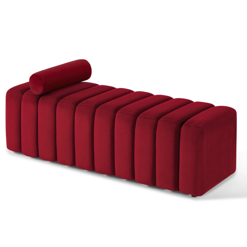 Banc de salle d'attente de 54,5 po de largeur, banc de réception pour invités, tissus en velours, Rouge