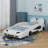 Twin Race Car-Shaped Platform Bed With Wheels-114402415