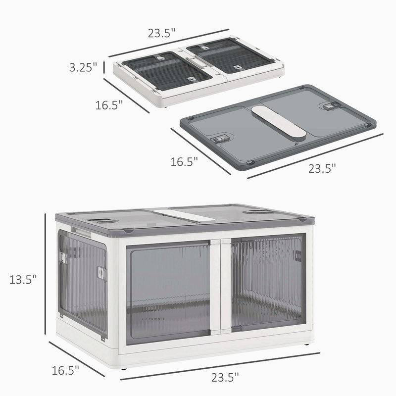 Stackable Storage Bins With Lids, Wheels, And Collapsible, White