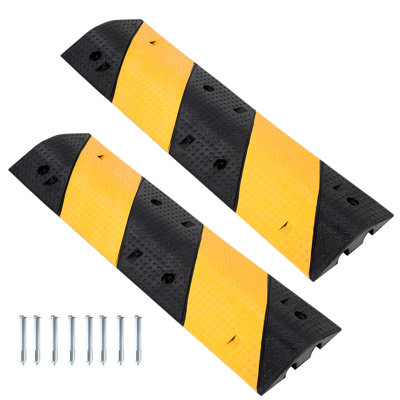 Bosse de vitesse en caoutchouc robuste de 22 000 lb - paquet modulaire 3,3 pi. 2 bonde avec protecteur de câble à 2 canaux - rampe portative durable pour allée, route, terrain de stationnement - gravier en béton asphalte