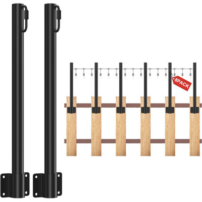 8 Pack 1.3 FT String Light Poles, Suspension Outdoor Fence Post Lights with Clip and Bracket