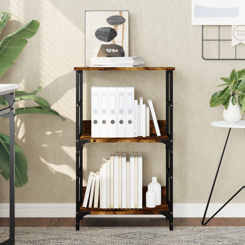 Holweg 50cm W Steel Standard Bookcase, Smoked Oak, (3 Shelves) 117.5 cm H x 50 cm W x 33 cm D