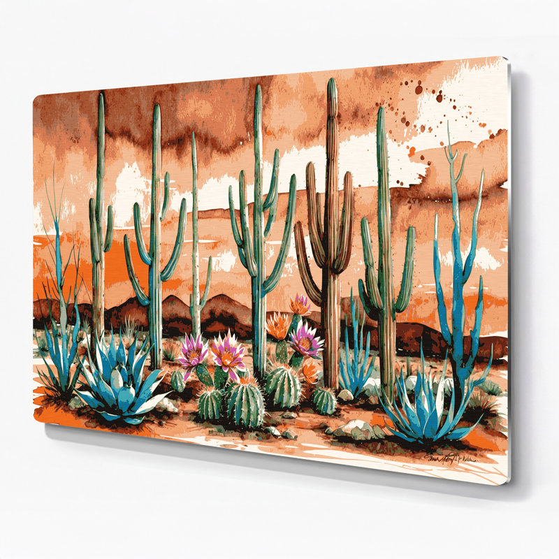 Art mural en métal beige du sud-ouest 100% paysages désertiques, H 12 po x l 18 po