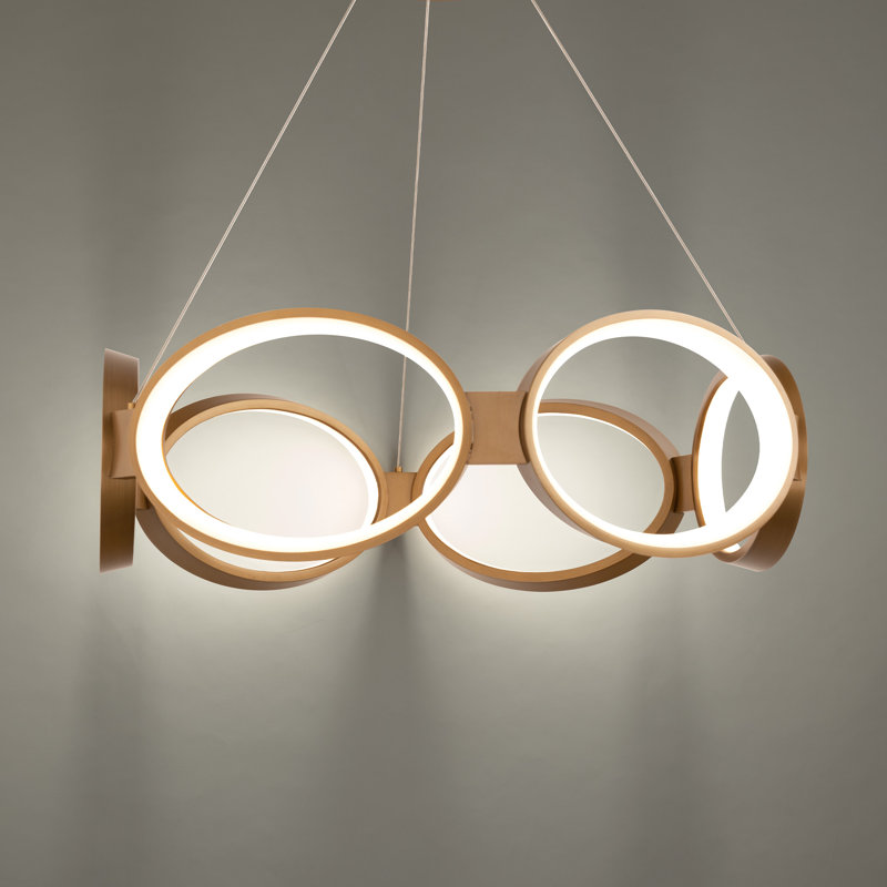 Saltaire Dimmable LED Geometric Chandelier, Aged Brass