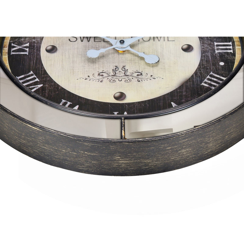 Clocks, 18" Round, Wall Clock, Brown, Mirror, Transitional
