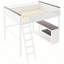 Grand lit mezzanine avec bureau, tablette ouverte et boîte de rangement, station de charge USB