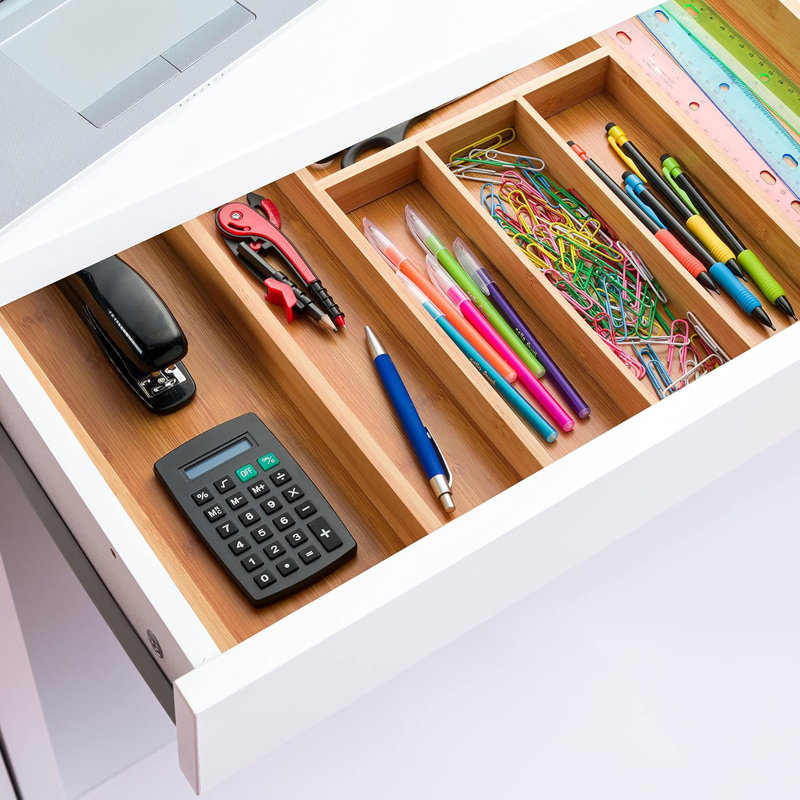 Expandable Bamboo Kitchen Drawer Organizer with Adjustable Compartments