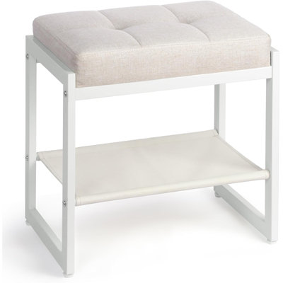 Tabouret de coiffeuse, fauteuil de coiffeuse pour coiffeuse, siège de repose-pieds pour salon de maquillage, repose-pieds (beige et blanc)
