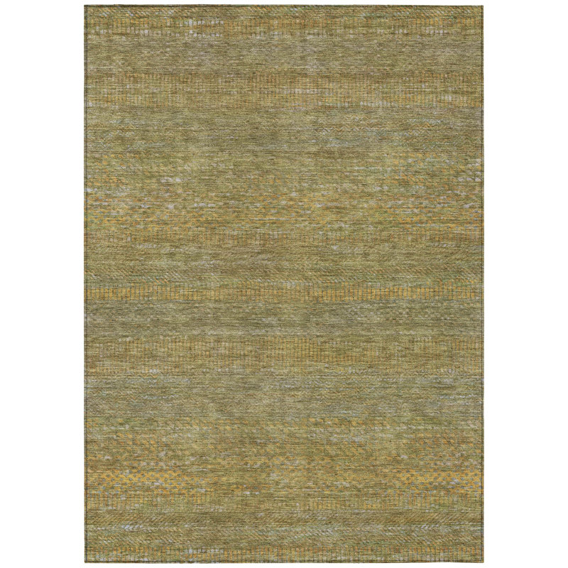 Elenore Green Washable Indoor-Outdoor Rug - , 10' x 14'