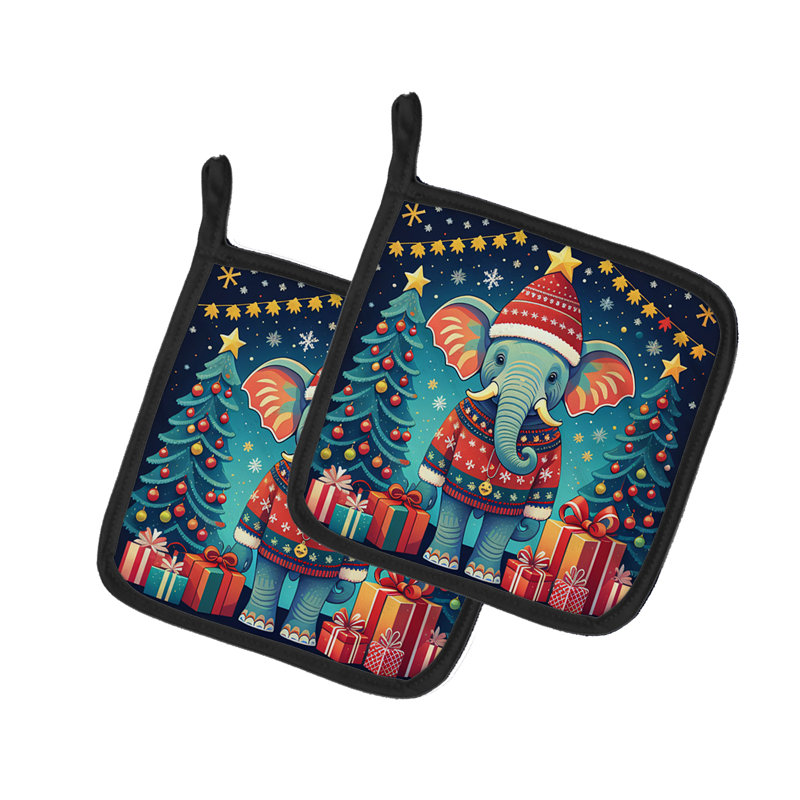 Paire de poignées éléphant de Noël