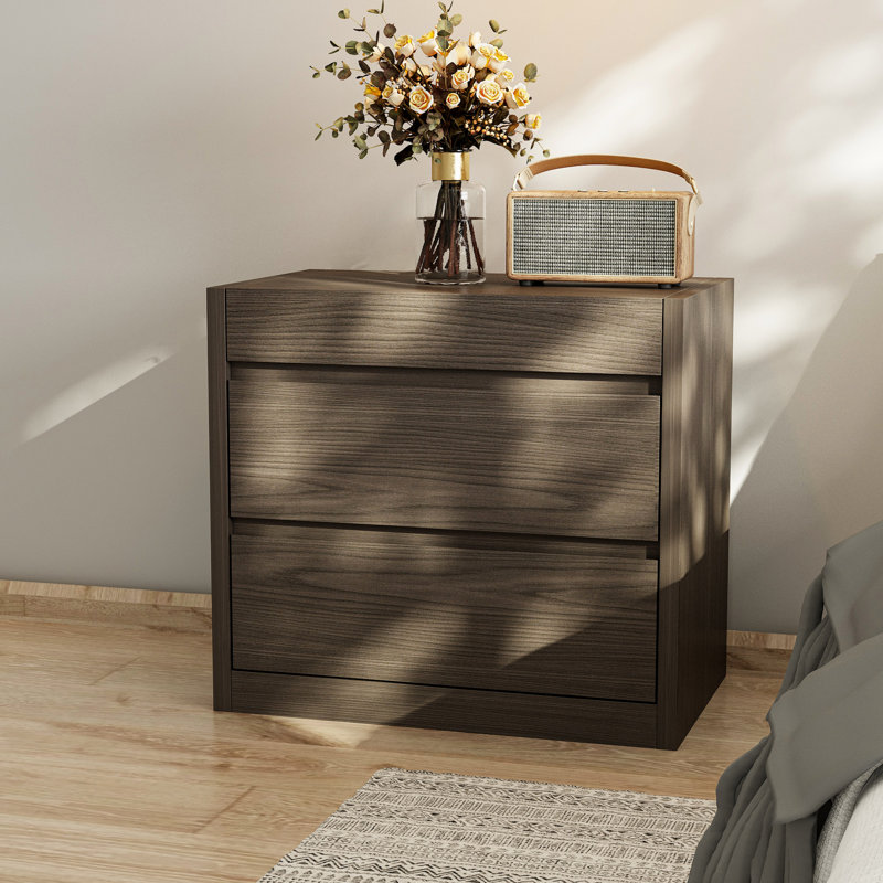 26” Wide 2 Drawer Smart Concealed Gun Cabinet With Electronic Lock, Walnut