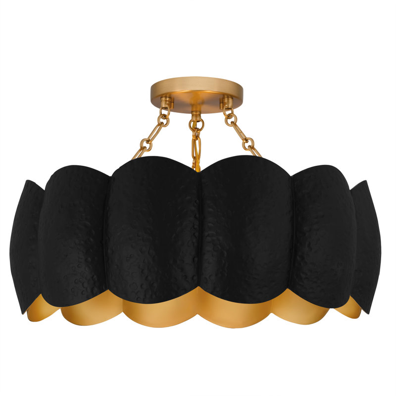 Plafonnier semi-encastré noir mat 4 lumières Santana