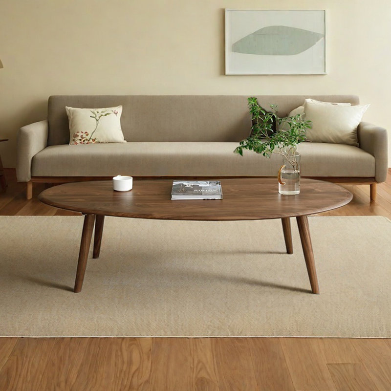 Modern Minimalist Walnut Coffee Table, 17.71" H x 51.18" L x 25.59" W