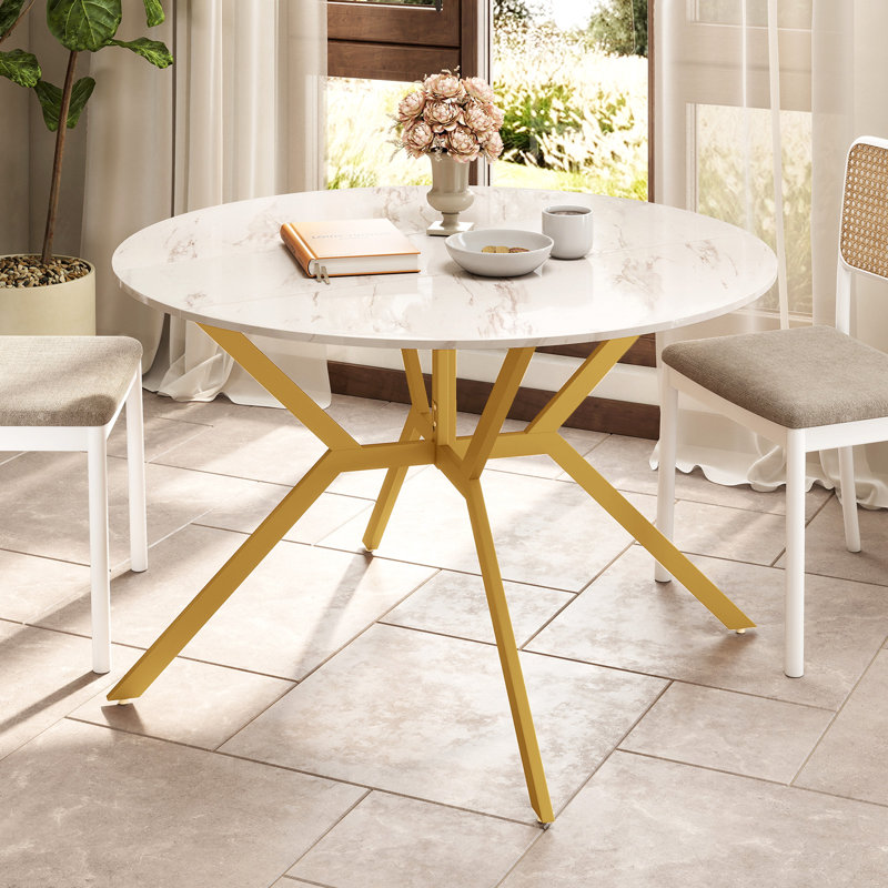 Table de salle à manger pliante ronde extensible de 47 po avec rallonges pour la maison