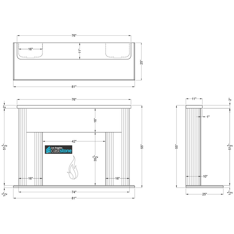 Vereya Fireplace Surround, Gray Travertine