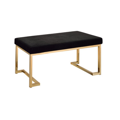 Modern Design Black Bench With Seat And Glamorous Champagne Gold Base - Comfortable & Stylish