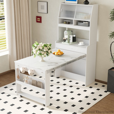 Buffet polyvalent avec table de salle à manger pliable et options de rangement intelligentes