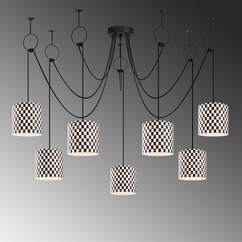 Luminaire suspendu cylindrique à 7 lumières Shayaan