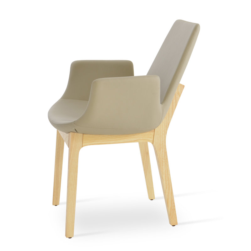 Fauteuil Eiffel en bois de frêne naturel, Similicuir os