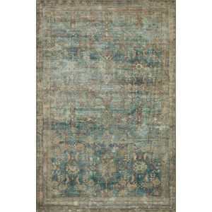 Magnolia Home By Joanna Gaines X Loloi Banks Machine Washable Ocean / Spice Area Rug