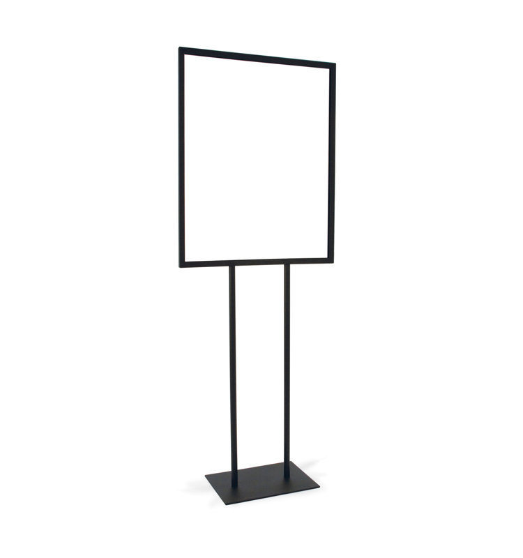 Matte Black 60" Metal Bulletin Sign Holder with Flat Base