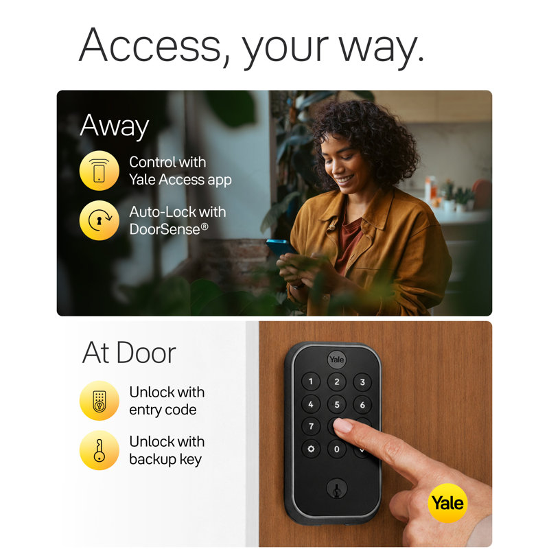 Yale Assure Lock 2 Keyed Smart Lock with Wi-Fi, Black Suede