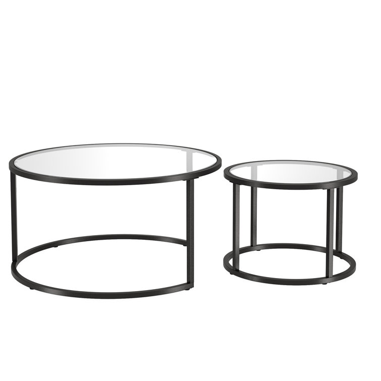 Watson (Set of )Two 35" Glass And Steel Round Nested Coffee Tables