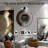 Walnut Wood And Marble Wall Clock, 26.4-Inch Large Metal Frame Silent Decor For Home