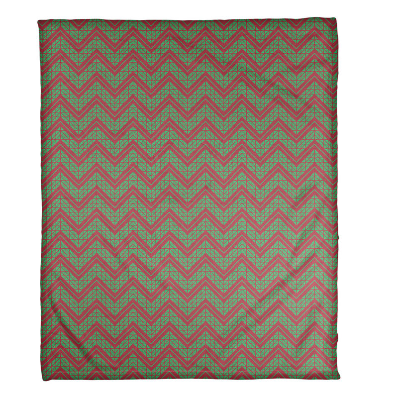 Sewn Throw Blanket, 60" W x 80" L, Green/Pink
