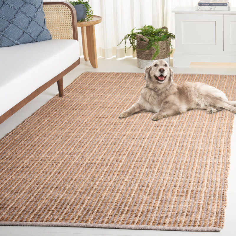 Tapis en jute de coton tissé à la main Kouki, Rectangle 8 pi x 10 pi