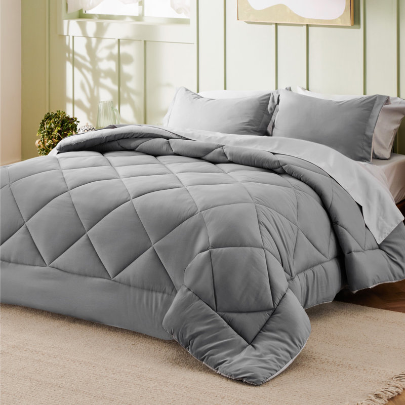 Best Seller Bedsure Comforter Set Reversible Bedding for All Seasons-89GSM, Gray