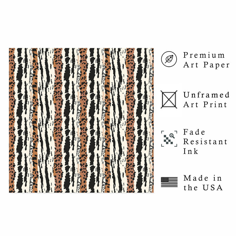 Reproduction d'art à motif animalier à rayures II, H 10 po x l 10 po
