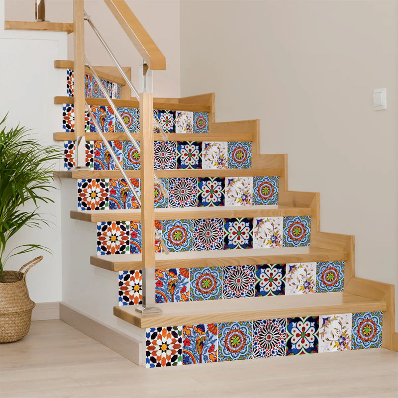 Carreau de mosaïque floral auto-adhésif en vinyle 8 po x 8 po