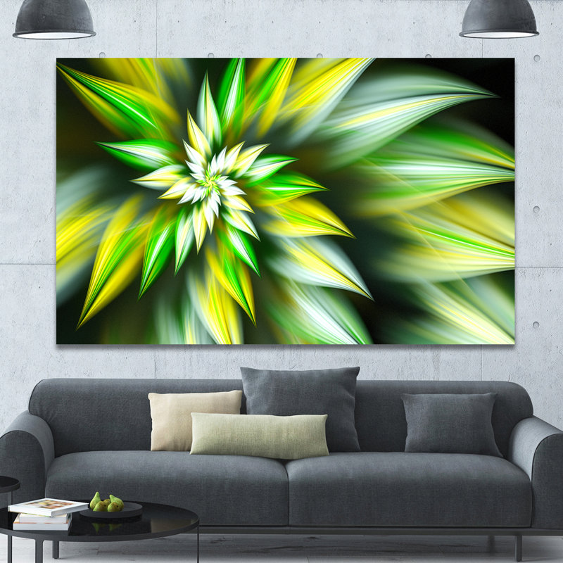 « exotiques vert-spirale fractale », impression sur toile, H 20 po x l 40 po x P 1po