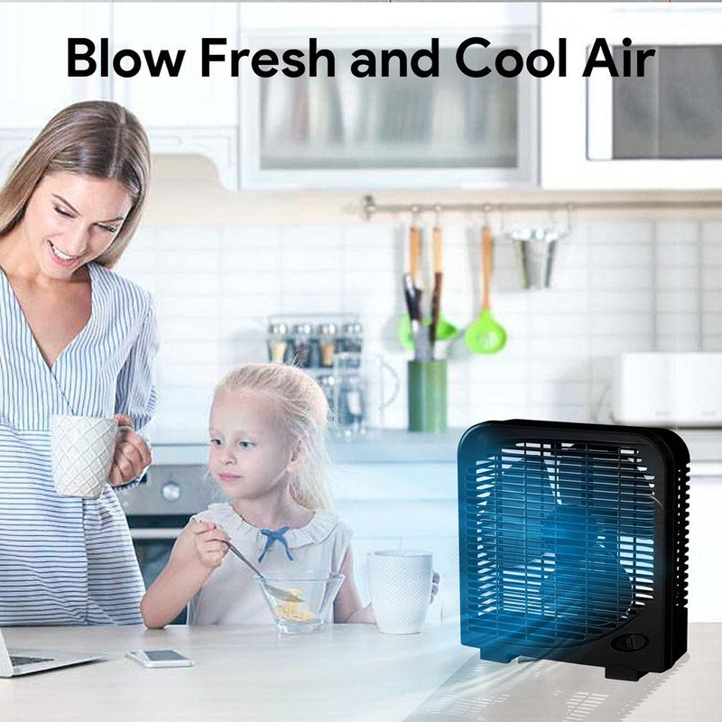 Black 10" Two-Speed Portable Box Fan Set