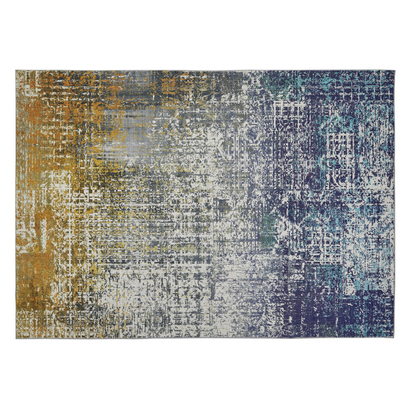 Lux Abstract Ultra soft Stain Guarded Blue Area Rug, Rectangle 200 x 290cm