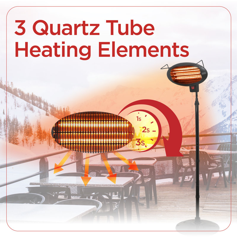BLACK+DECKER Black Electric Patio Heater with Adjustable Tilt