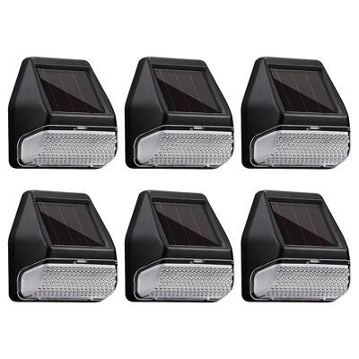 Solar Powered Integrated LED Deck Lights, Solar Fence Lights, Dusk to Dawn Solar Lights, Black, 4000K Cool White