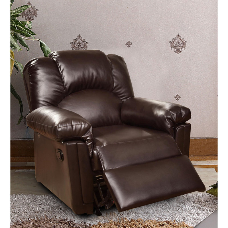 Brincken Faux Leather Recliner, Dark Brown Faux leather