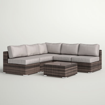 Palacio Wicker Fully Assembled 4 - Person Seating Group with Sunbrella Cushions
