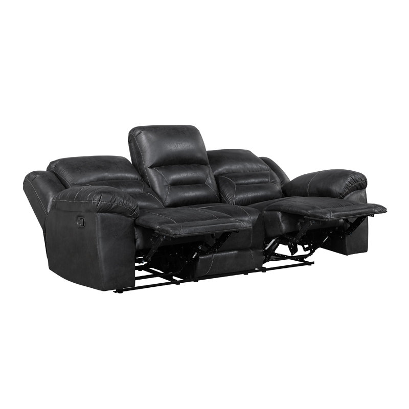Canapé inclinable manuel double en microfibre touffetée Henry, Noir
