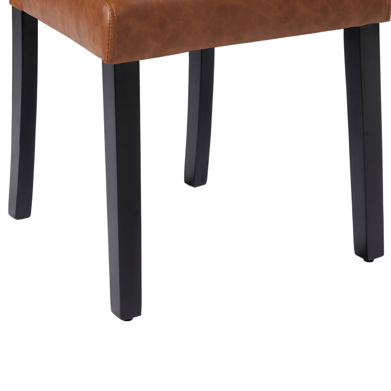 Leather Dining Chairs Set Of 6, Accent Parsons Diner Chair Upholstered Dining Room Chairs, Fabric Kitchen Chairs With Solid Wood Legs And Padded Seat For Living Room And Restaurant