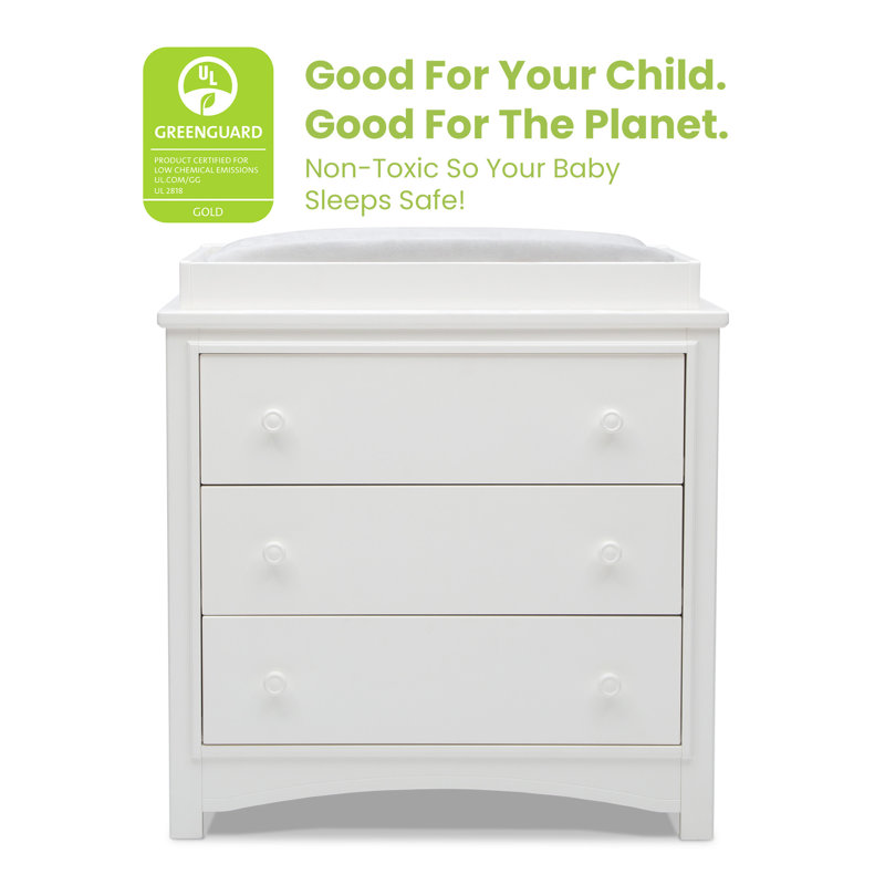 grey delta dresser Children Perry 3 Drawer With Changing Top And Interlocking Drawers Burnt_Orange