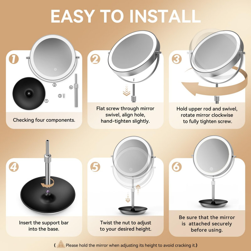 Metal Round Floor Mirror