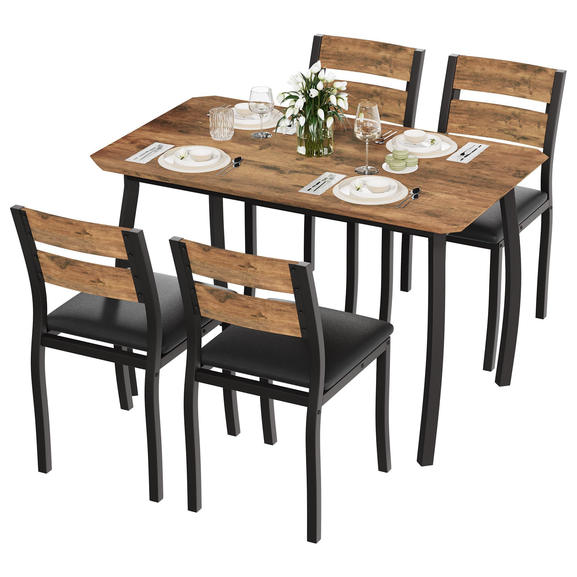 Winston Porter 5 Piece Frame Kitchen Table And Chair Set, With Chamfer ...
