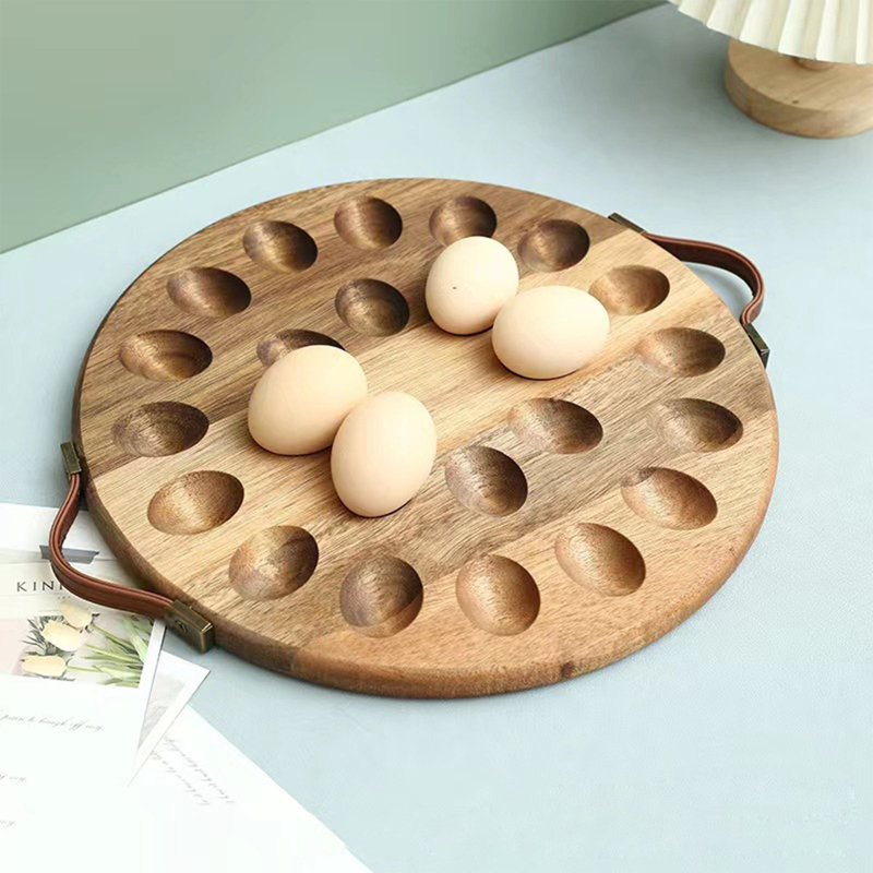 Wooden Deviled Egg Platter Round