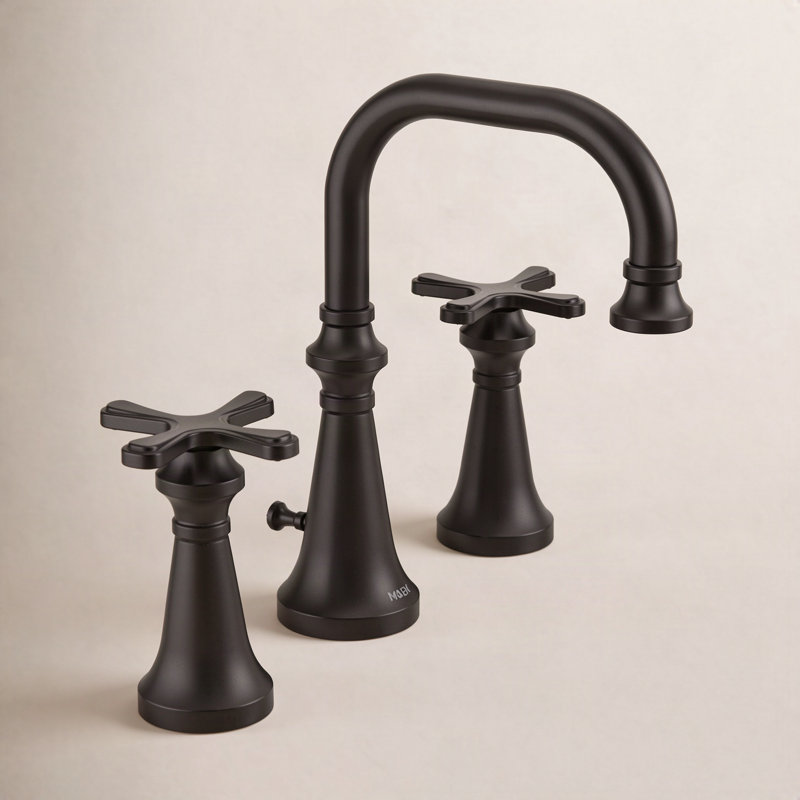 Ensemble de garniture de robinet de salle de bain à deux poignées Moen Colinet, valve requise, Noir mat