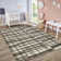 Modern Machine Washable Plaid Floor Cover with Non-Slip Backing, Stain-Resistant Low Pile Indoor Mat, Farmhouse Accent Carpet